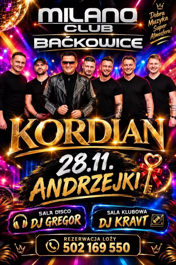 Kordian - Andrzejki Milano Club Baćkowice - 28 listopada 2026