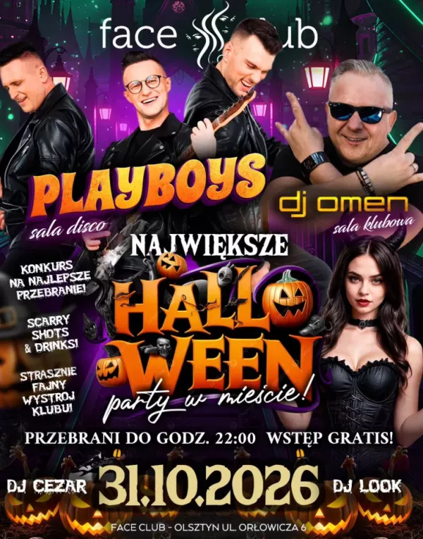 Playboys - Halloween Party Face Club Olsztyn - 31 października 2026