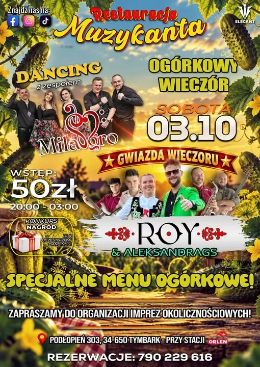 Roy, Milagro - Restauracja Muzykanta Tymbark - 3 października 2026