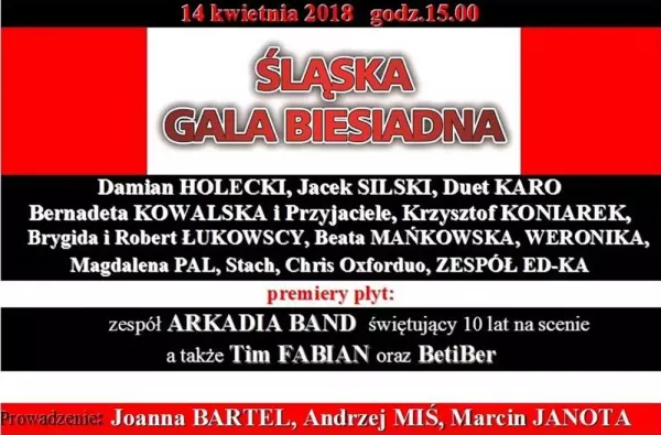 Dołącz do wydarzenia - Śląska Gala Biesiadna odbędzie się 14 kwietnia 2018r.