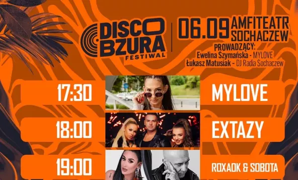 Disco Bzura Festival 2025 w Sochaczewie – Mylove, Extazy, Roxaok, Pudzian Band, Topky i DJ Tefal wystąpią w amfiteatrze