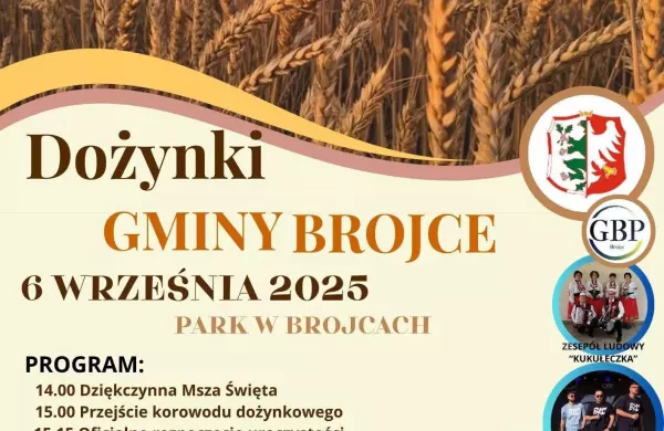 Dożynki Gminy Brojce 2025 – program wydarzenia i koncert Kwestia 07 w roli gwiazdy wieczoru