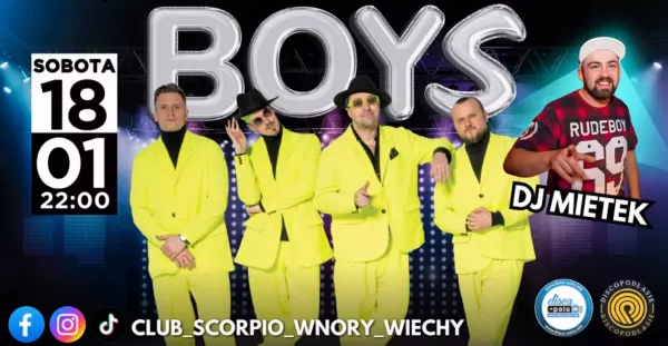 Legenda disco polo na żywo! Zespół Boys zagra w klubie Scorpio już 18 stycznia