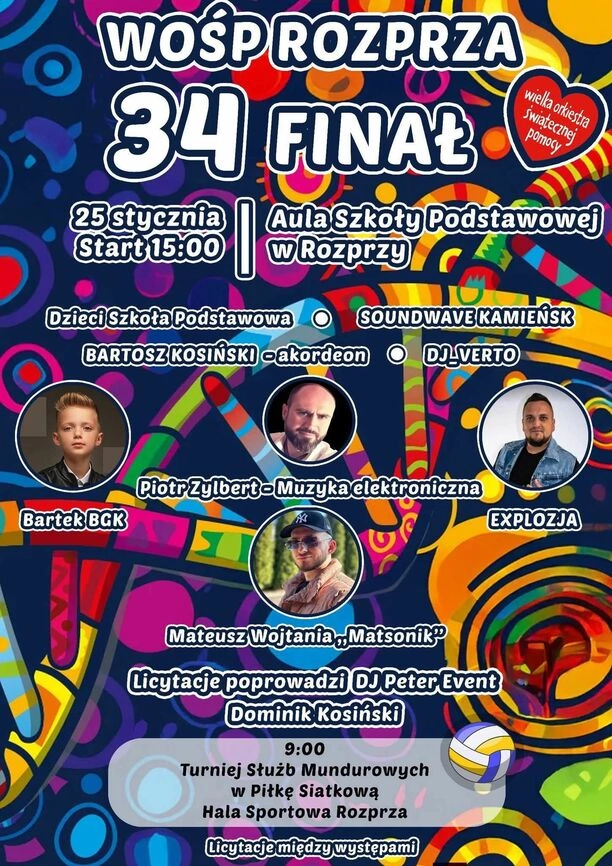 WOŚP Rozprza 2026. Kto wystąpi podczas 34 finału i o której zaczyna się wydarzenie