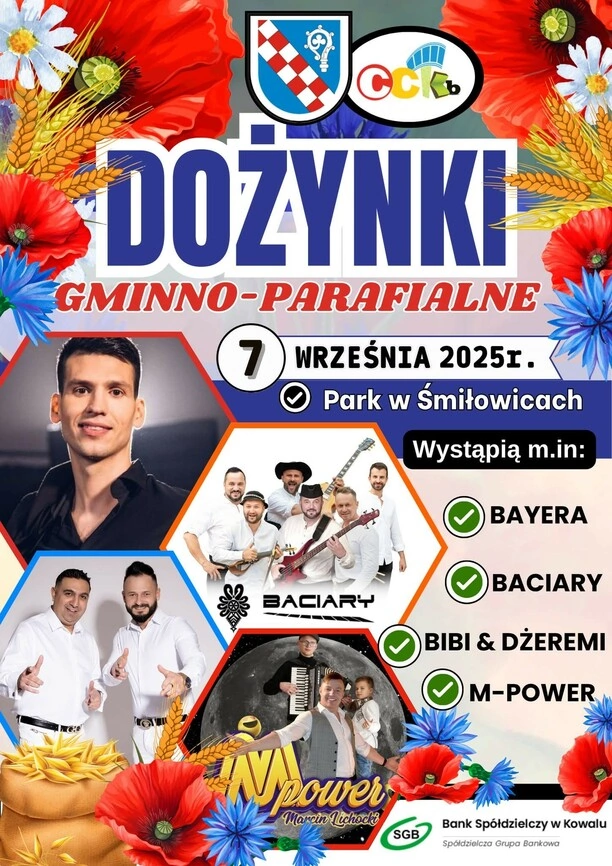 Dożynki gminno-parafialne w Śmiłowicach 2025. Bayera, Baciary, Bibi i Dżeremi oraz M-Power na jednej scenie