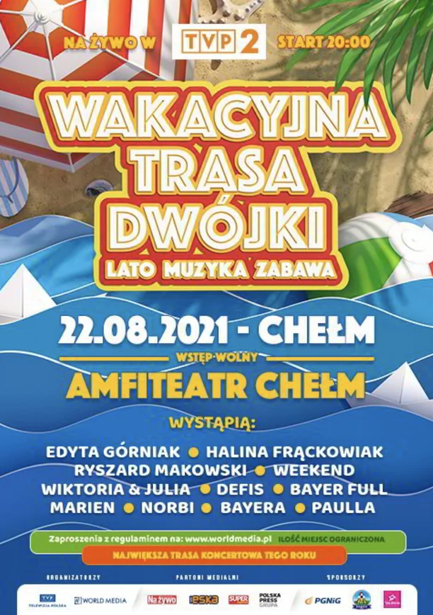 Już dziś Wakacyjna Trasa Dwójki zawita do Chełma! Na scenie plejada gwiazd disco polo! Lista wykonawców, transmisja LIVE