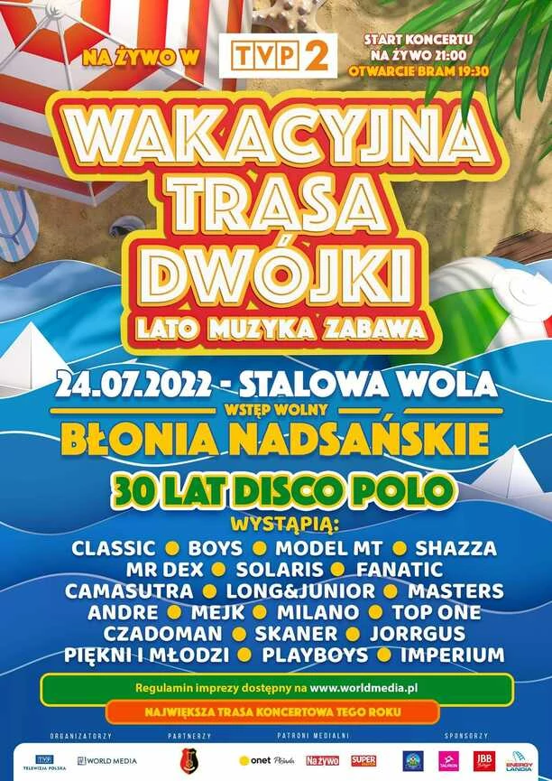 Już dzisiaj Wakacyjna Trasa Dwójki ze Stalowej Woli! Tym razem świętujemy 30-lecie muzyki disco polo! LISTA WYKONAWCÓW!
