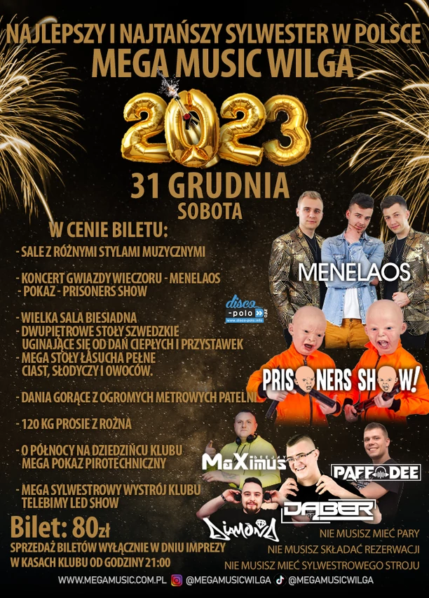 Sylwester 2022/2023 w Mega Music Wilga! Na scenie gwiazda disco polo!