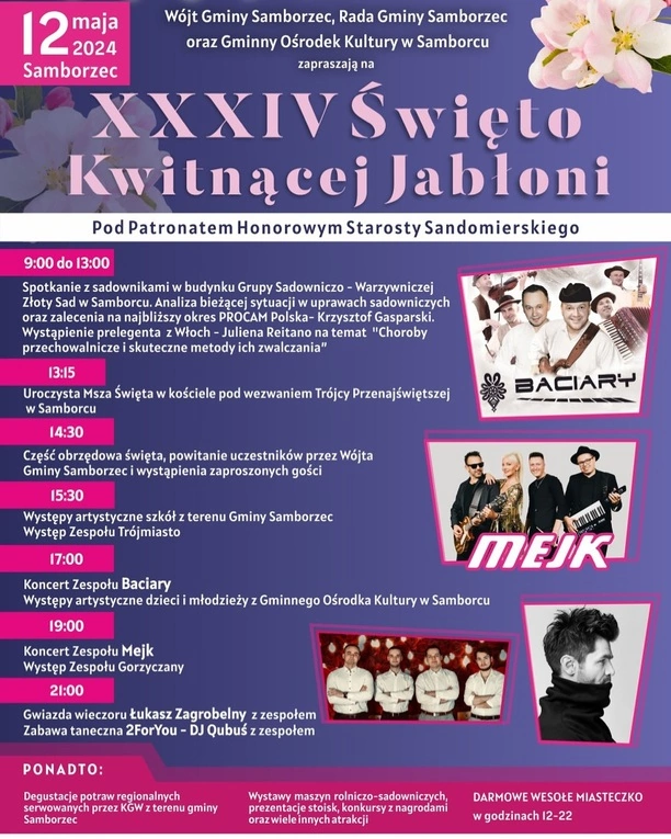 Mejk i Baciary wystąpią podczas XXXIV Święta Kwitnącej Jabłoni
