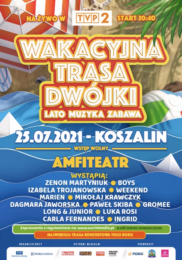 Już dziś Wakacyjna Trasa Dwójki w Koszalinie! Na scenie cała plejada gwiazd disco polo! Lista wykonawców, transmisja LIVE