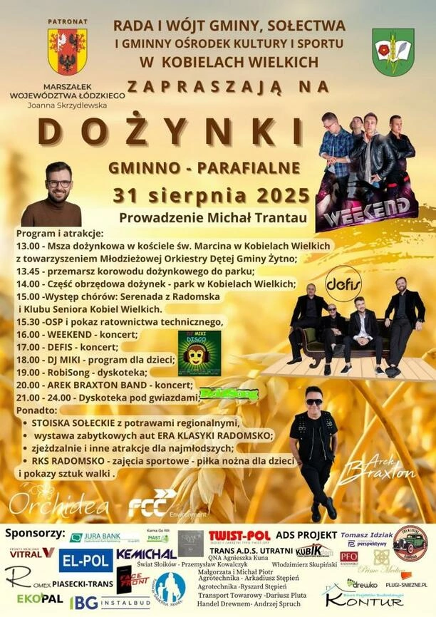 Dożynki Gminno-Parafialne w Kobielach Wielkich 2025. Defis i Weekend wśród gwiazd