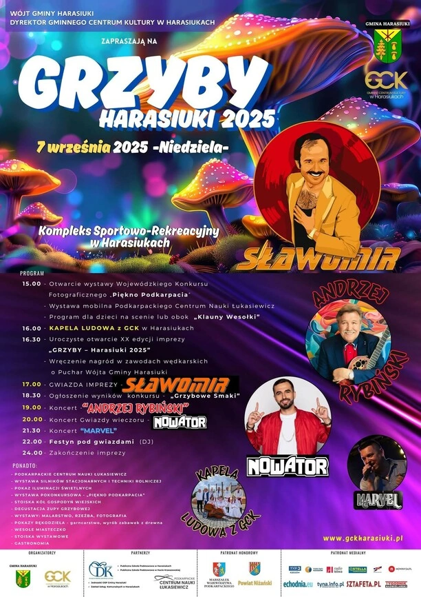 Grzyby Harasiuki 2025 z koncertami Sławomira, Andrzeja Rybińskiego, Nowatora i Marvela – poznaj szczegóły wydarzenia