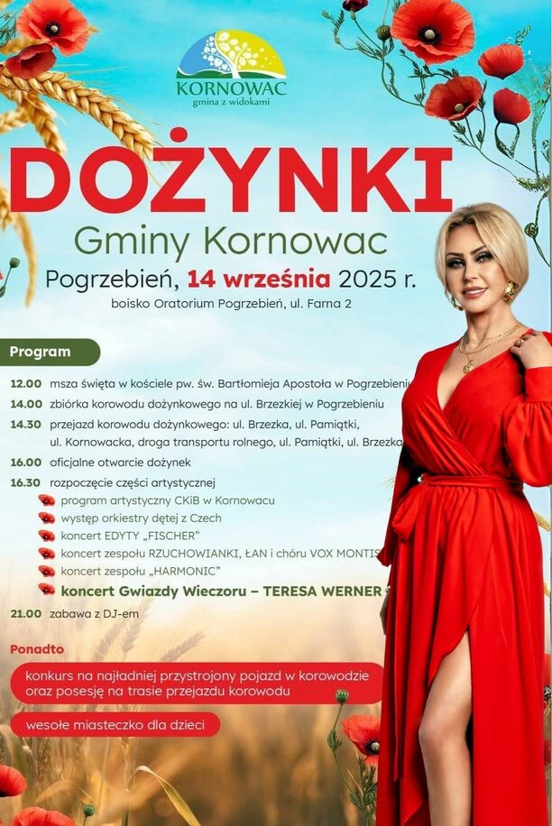 Dożynki Gminy Kornowac z wyjątkowym koncertem Teresy Werner