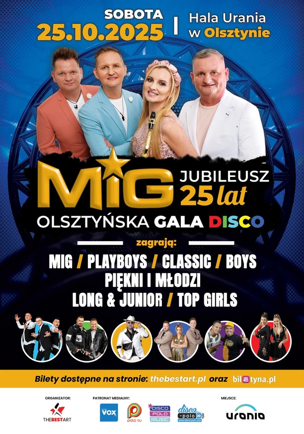 Olsztyńska Gala Disco 2025 w Hali Urania! Najważniejsze informacje, kto wystąpi, bilety! 