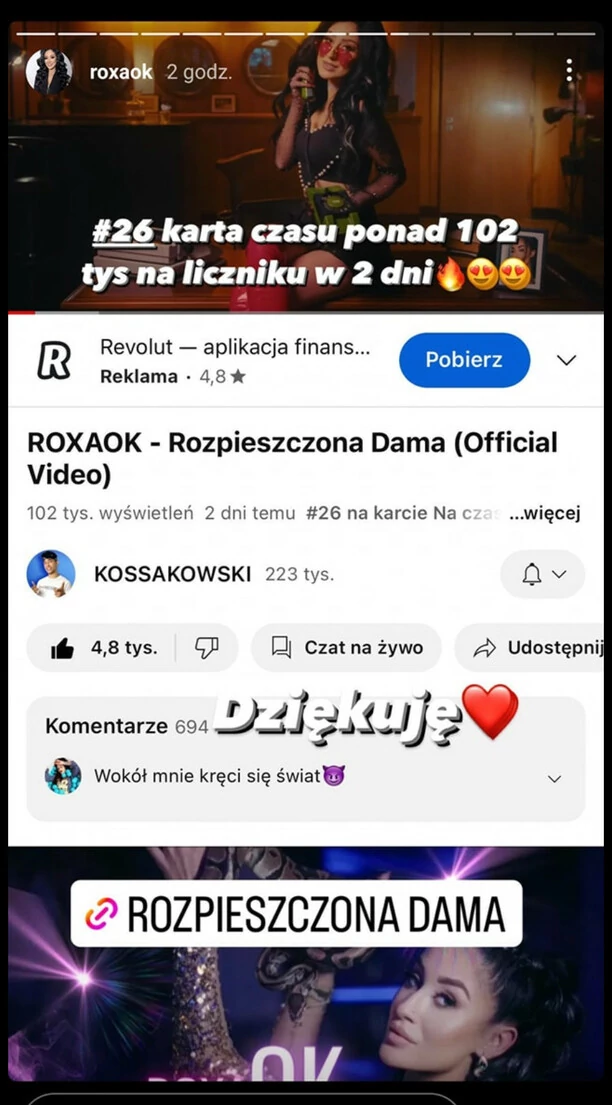 „Rozpieszczona dama„ hitowy numer Roxaok podbija polski internet! Rewelacyjny wynik młodej wokalistki!