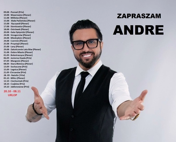 Andre w letniej trasie! Sprawdź, gdzie zagra gwiazda disco polo w najbliższych tygodniach - może w Twoim mieście?