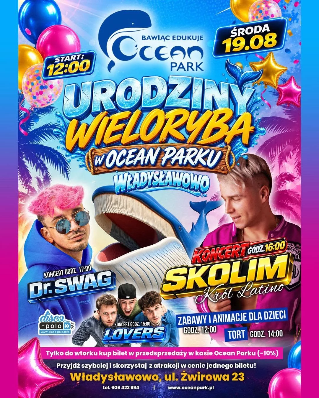 Kto zagra na Urodzinach Wieloryba w Ocean Parku? Skolim, Dr. Swag i Lovers we Władysławowie 19 sierpnia