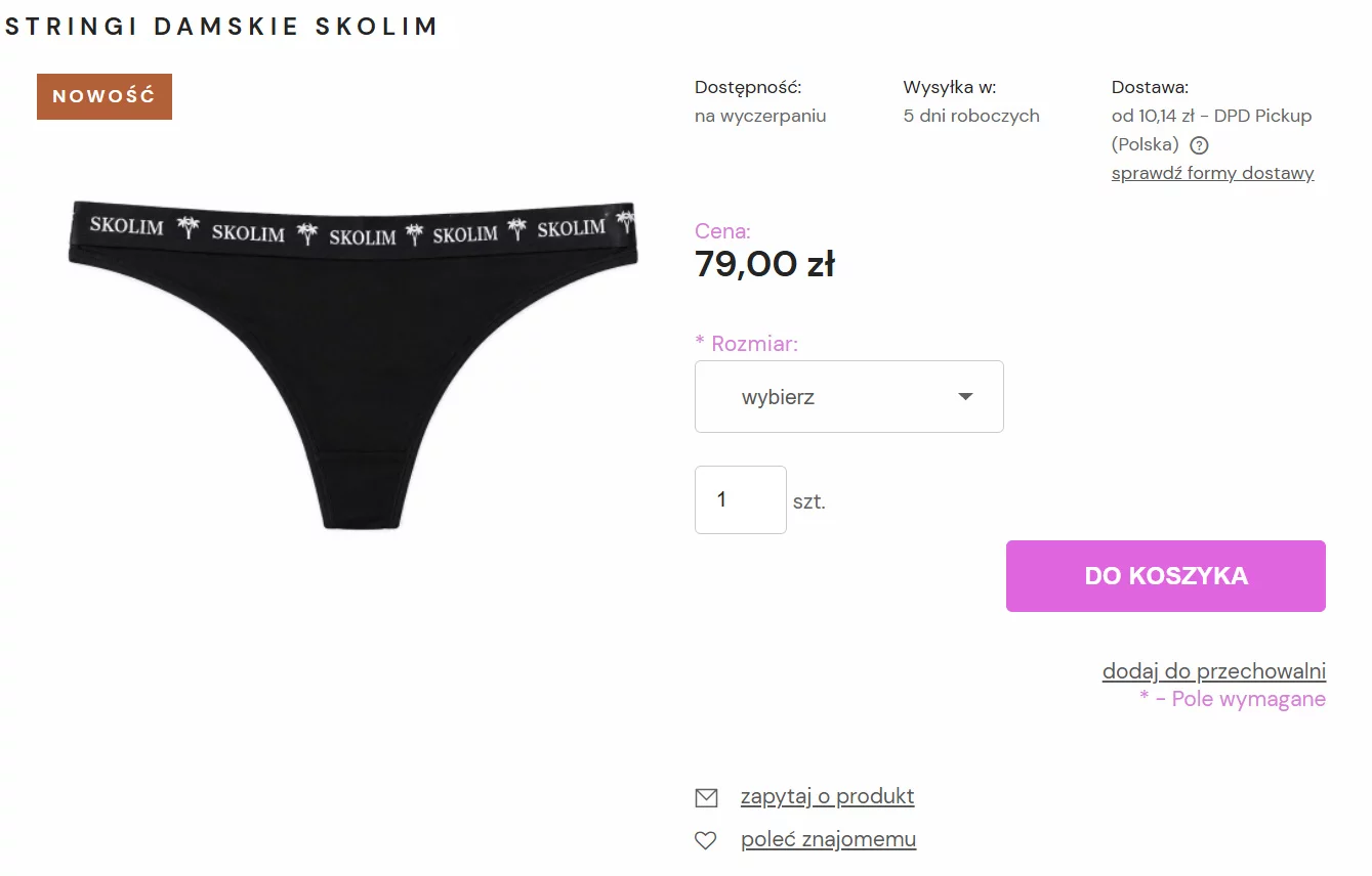 Skolim sprzedaje stringi ze swoim imieniem. Za tyle fanki kupią bieliznę gwiazdora