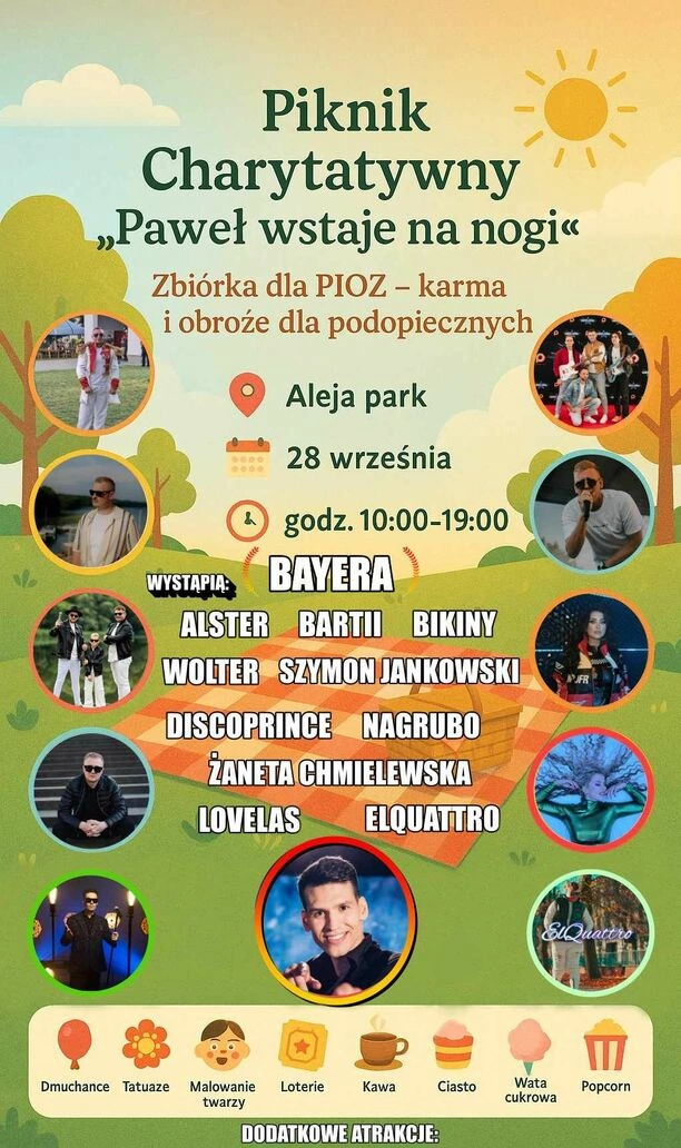 Piknik charytatywny Paweł wstaje na nogi z udziałem artystów disco polo