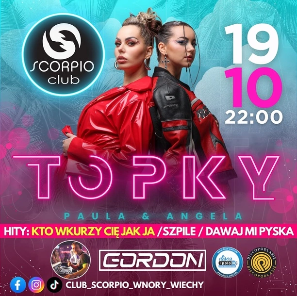 Koncert zespołu Topky – Angelika Żmijewska i Paula Karpowicz-Zimecka już 19 października w klubie Scorpio Wnory Wiechy!

