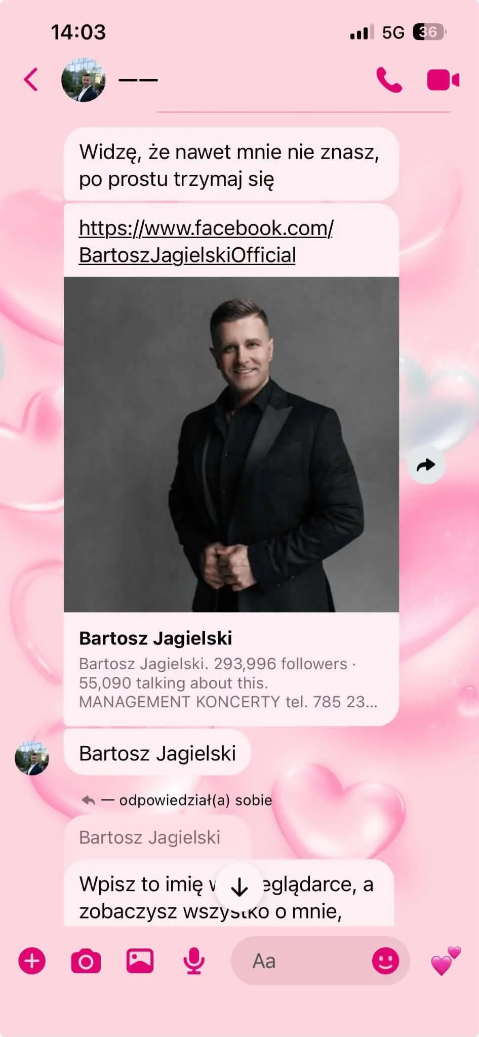 Ktoś udaje Bartosza Jagielskiego i pisze do kobiet. Gwiazdor disco polo ujawnia zrzuty ekranu