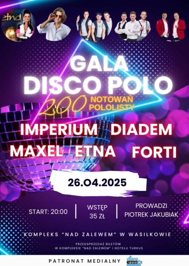 Wielki powrót lat 90. z disco polo! Gala z IMPERIUM, MAXEL, ETNĄ, DIADEM, FORTI rozgrzeje Wasilków do czerwoności

