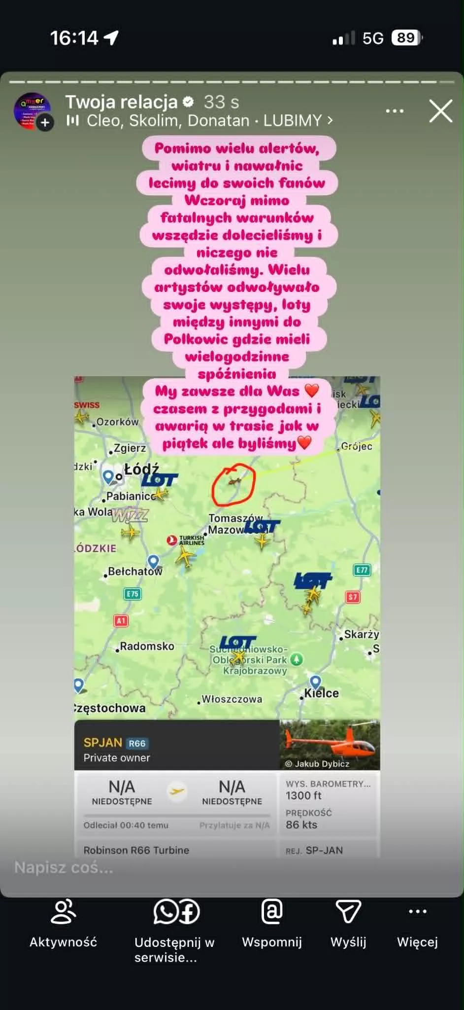 Skolim leci helikopterem właśnie do Polkowic mimo alertów pogodowych. Wszystko dla fanów