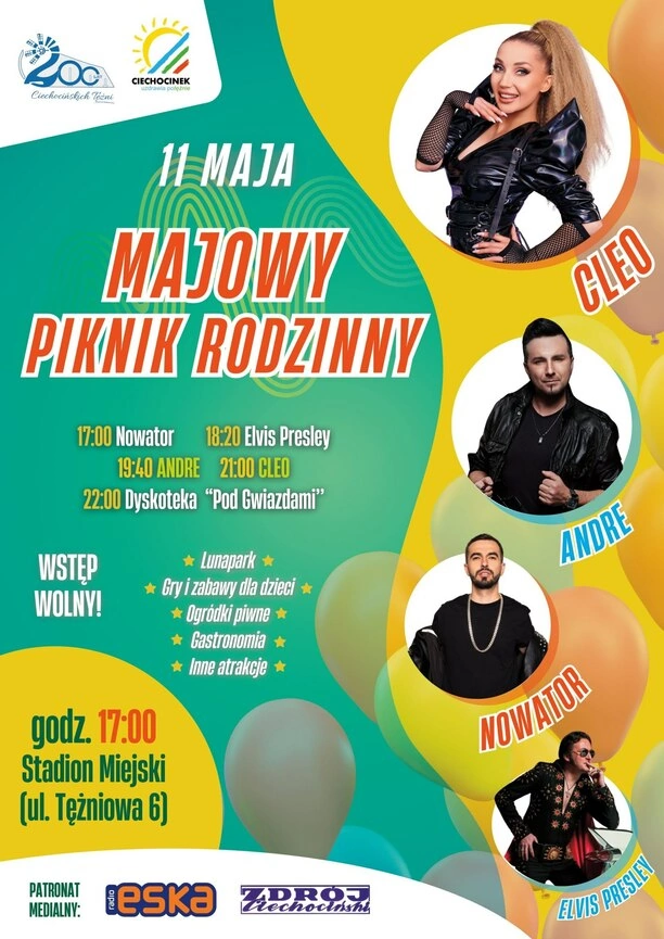Majowy Piknik Rodzinny w Ciechocinku 2024! Na scenie Andre, Cleo i Nowator!