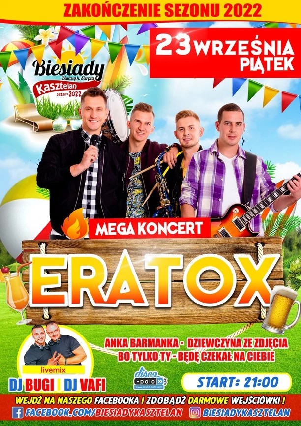 Ostatni koncert disco polo! Gwiazdą wieczoru w Biesiadach Kasztelan uwielbiana formacja Eratox! 