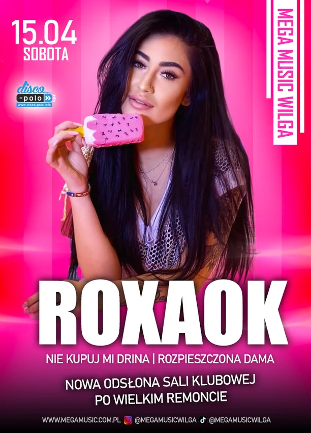Już dziś 15 kwietnia Roxaok z koncertem w Mega Music Wilga - nie przegap!