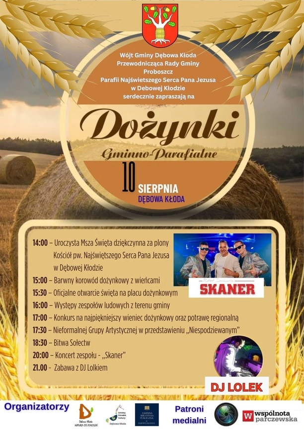 Dożynki Dębowa Kłoda 2025 z zespołem Skaner
