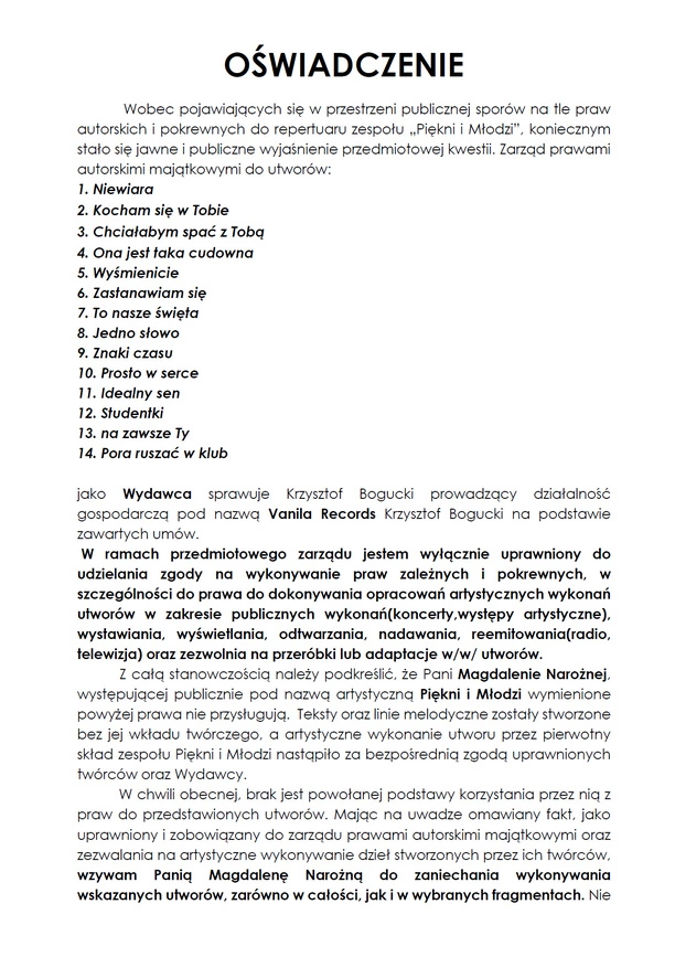 Magdalena Narożna w ogromnych tarapatach! Nie może śpiewać hitów „Pięknych i Młodych”? Oświadczenie Krzysztofa Boguckiego