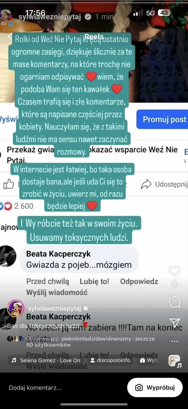Popularna gwiazda disco polo usuwa toksycznych ludzi ze swojego otoczenia! Padły mocne słowa! 