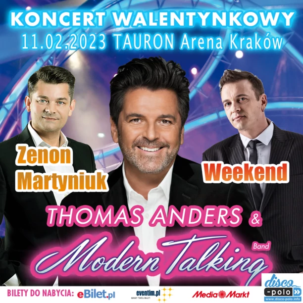 Walentynki w Krakowie w rytm disco polo! Wielki koncert Zenona Martyniuka, grupy Weekend oraz Thomasa Andersa