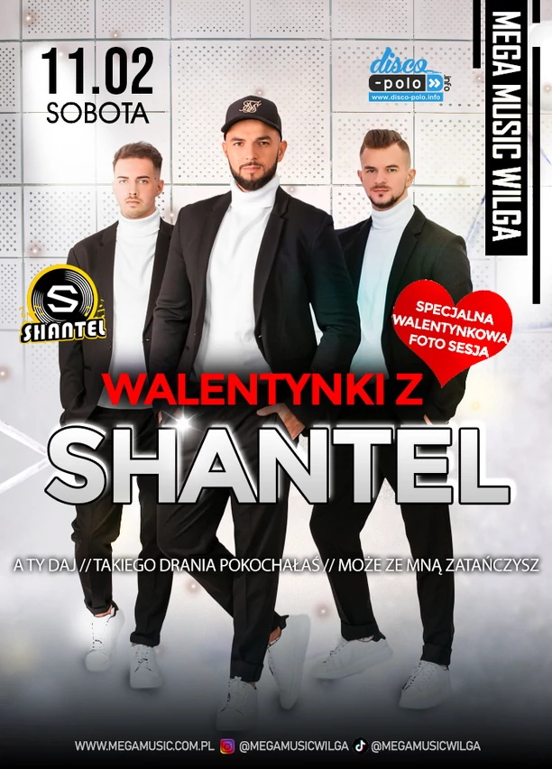 Huczne walentynki w Mega Music Wilga! Spędź to świętą z popularną gwiazdą disco polo z zespołem Shantel!