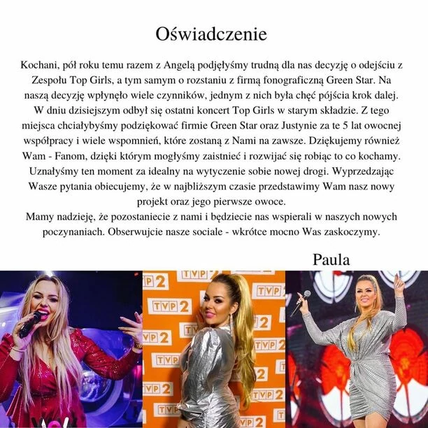 Byłe wokalistki zespołu Top Girls wydały specjalne oświadczenie. Gwiazdy disco polo zdradziły powody odejścia!