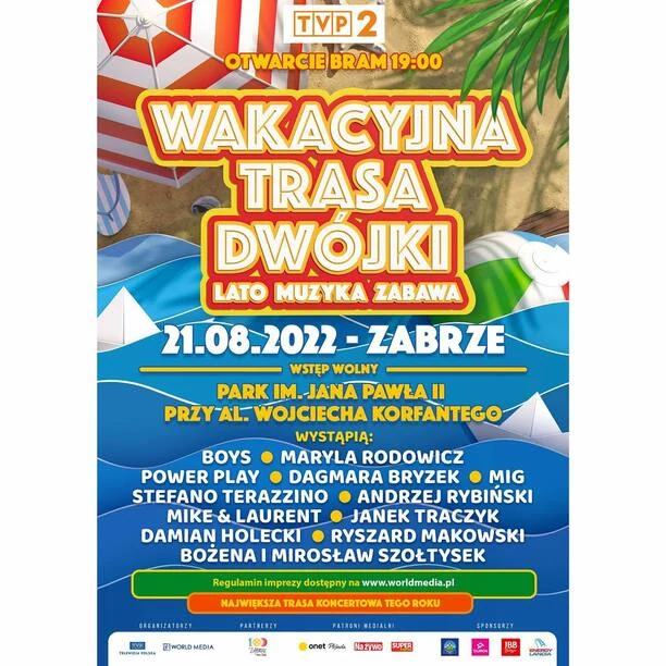 Wakacyjna Trasa Dwójki w Zabrzu już dziś 21 sierpnia! Zobaczcie kto wystąpi i gdzie można oglądać transmisje LIVE