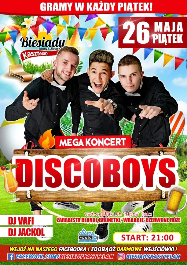 Ekscytujący koncert DiscoBoys już w ten piątek 26 maja w Biesiadach Kasztelan!