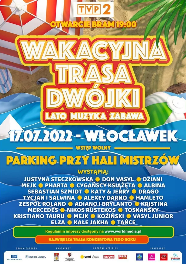 Już 17 lipca Wakacyjna Trasa Dwójki pojawi się we Włocławku! Tym razem będzie zupełnie inaczej! Znamy listę artystów! Transmisja LIVE!