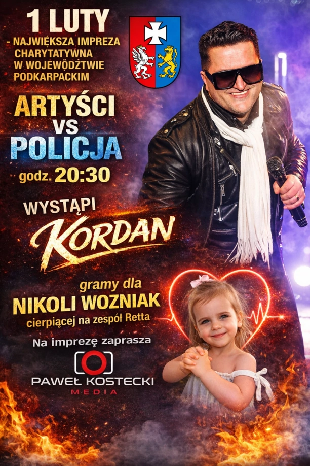 Artyści kontra Policja w Przemyślu! Gwiazdy muzyki i seriali połączą siły dla chorej dziewczynki! Impreza już 1 lutego!