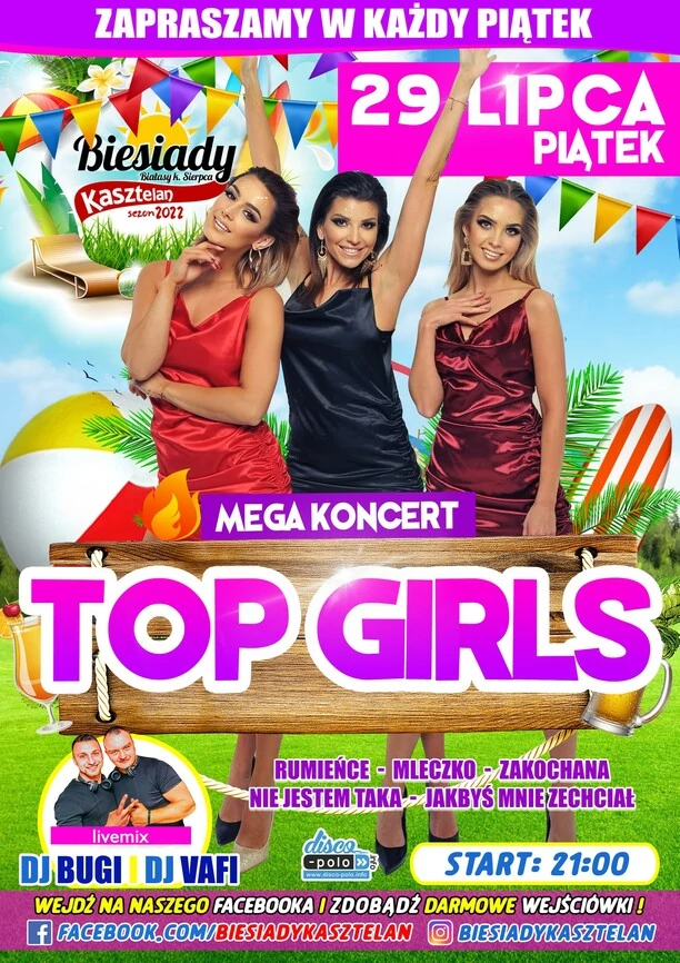 Imprezowy piątek w Biesiadach Kasztelan! Na scenie zobaczymy zespół TOP GIRLS!