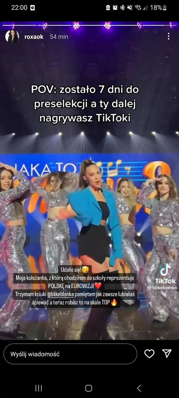 Blanka na Eurowizji 2023! Znana wokalistka disco polo RoxaOk zdradziła sekret związany z gwiazdą hitu ”Solo”! 