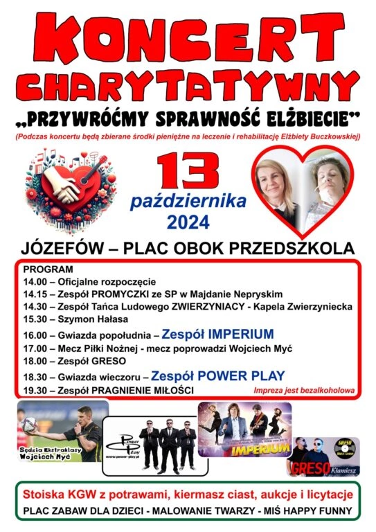 Gwiazdy disco polo zagrają w Józefowie! Pomóż Elżbiecie i baw się na charytatywnym festynie z Imperium, Power Play, Greso, Pragnienie Miłości!