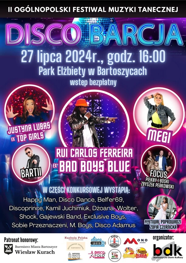 II Ogólnopolski Festiwal Muzyki Tanecznej „Disco Barcja„ - Wielka Impreza w Bartoszycach!