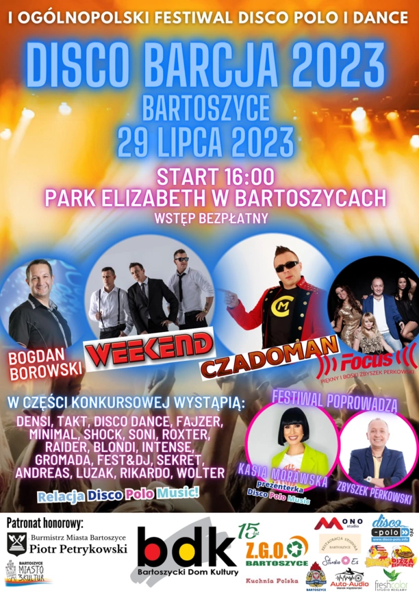 Disco Barcja 2023 - I Ogólnopolski Festiwal Disco Polo i Dance w Bartoszycach!