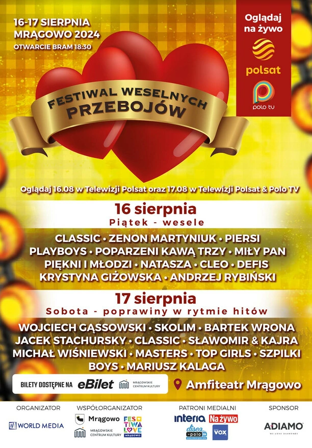 Festiwal Weselnych Przebojów 2024 już dziś! Kto wystąpi w Mrągowie? Gdzie oglądać?