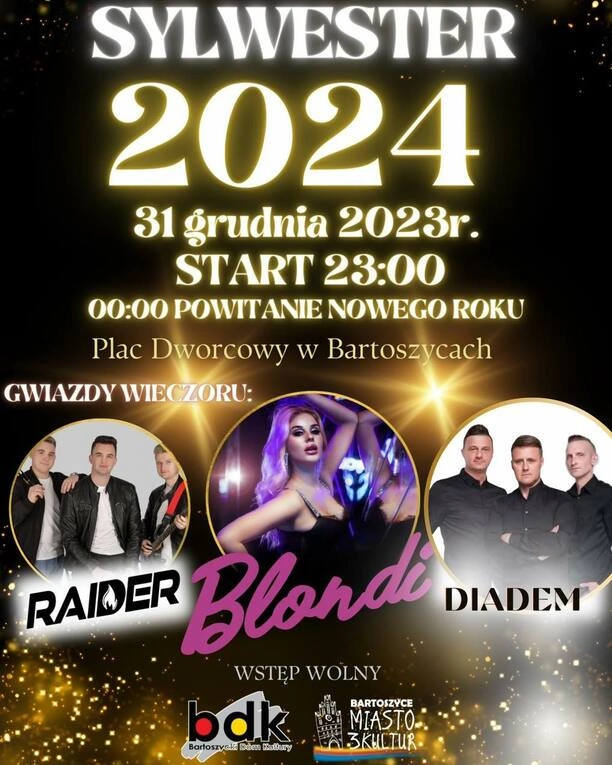 Sylwester w rytmie disco polo w Bartoszycach! Wystąpią: Blondi, Diadem oraz Raider