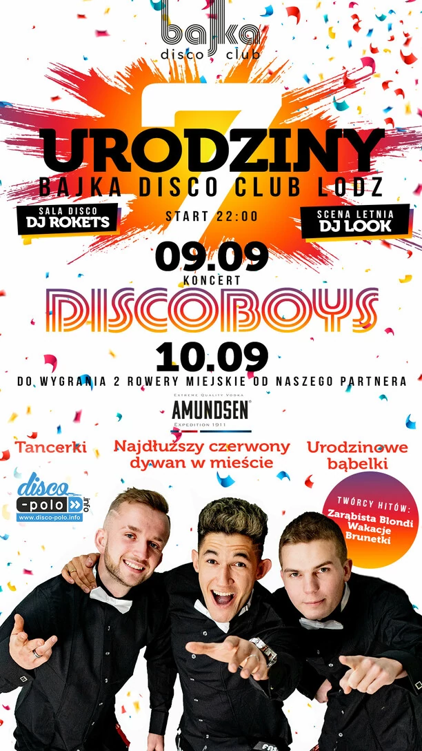 DiscoBoys gwiazdą na urodzinach Klubu Bajka w Łodzi! Przygotowano czerwony dywan, szampana i balony! 