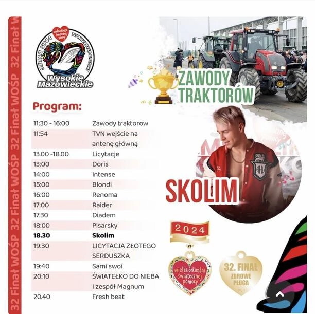 Wielka impreza Wielkiej Orkiestry Świątecznej Pomocy w Wysokie Mazowieckie! Wystąpią: Skolim, Pisarsky, Diadem, Raider, Blondi i wielu innych