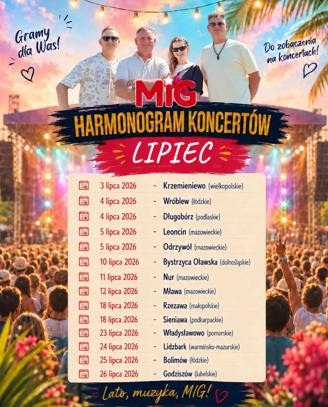 Gdzie zagra zespół Mig w lipcu 2026? Oto wszystkie koncerty disco polo rodzeństwa Gwiazdowskich